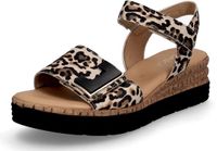 Gabor Sandales Plateforme Beige/Brun Cuir Imprimé Panthère Velcro 35+