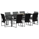 vidaXL Tuin Eettafel Set 9-delig Zwart en Anthraciet Textilene en Staal