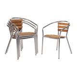 Bolero Stoel Aluminium met Houten Zitting (Set van 4)