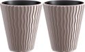 Prosperplast Pot Sable Vagues - 2x - extérieur/intérieur - plastique - beige - D35 x H38 cm