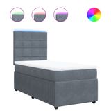 vidaXL Boxspringbed met matras, fluweel, donkergrijs, 120x190 cm