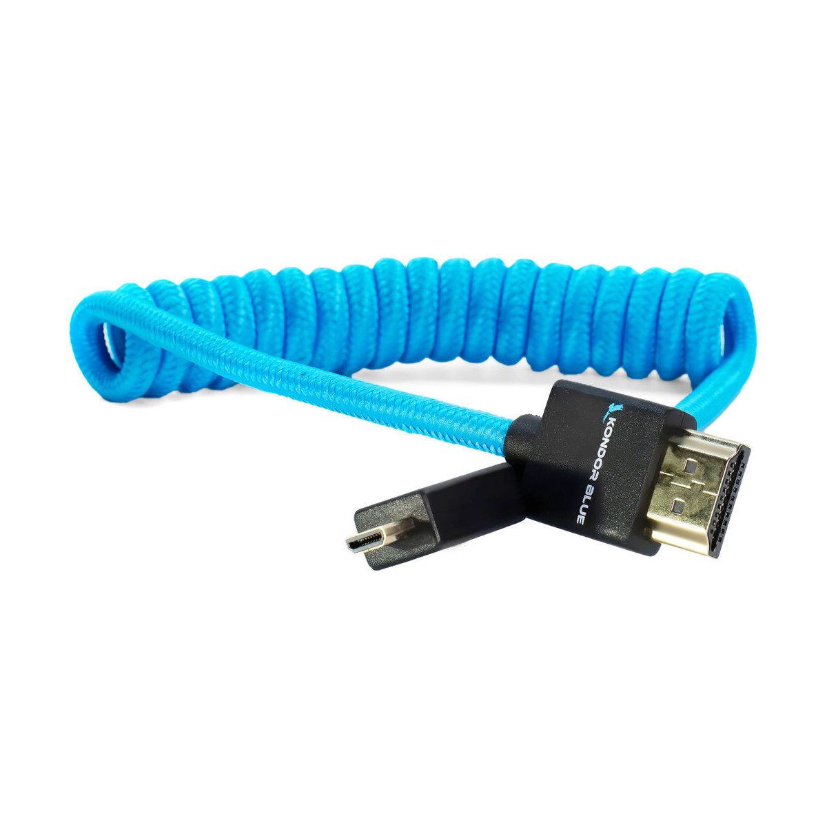 Kondor Blue Coiled Micro HDMI to Full HDMI Cable (12-24") - Blue