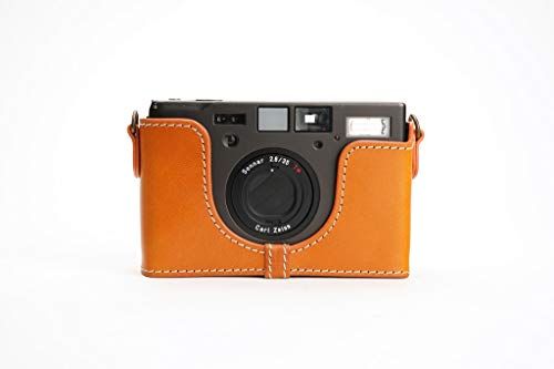 TP Original Handgemaakte echt lederen halve cameratas hoes voor Contax T3, Sandy Brown