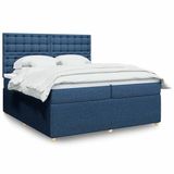 vidaXL Boxspringbed met matras, stof, blauw, 200x200 cm