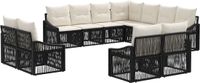 vidaXL Tuinbank - Set - 11-zits - Zwart - Polyrattan