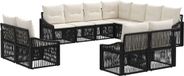 vidaXL Tuinbank - Set - 11-zits - Zwart - Polyrattan