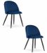 LEOBERT Set de 2 Chaises BELLO - Velours Bleu Foncé, Pieds en Métal Noir