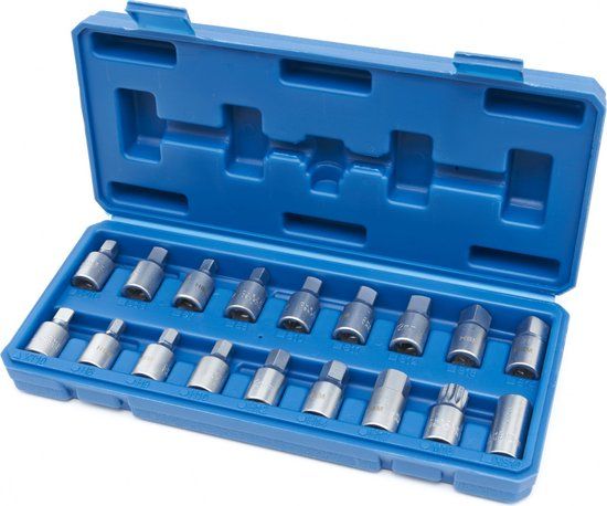 HBM 18 Delige Carterplug Doppenset - Blauw - Metaal - 10240