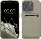 kwmobile telefoonhoesje geschikt voor iPhone 15 Pro - Hoesje met pasjeshouder - TPU case in mat lichtgrijs