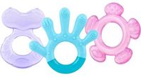 Nuby 3-stappen bijtjesmakers - koelkastcompatibel - vanaf 3 maanden - blauw / paars / roze