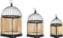 DKD Home Decor Decoratieve kooi Natuurlijk Metaal Rotan 3 Onderdelen (38 x 38 x 61,6 cm)