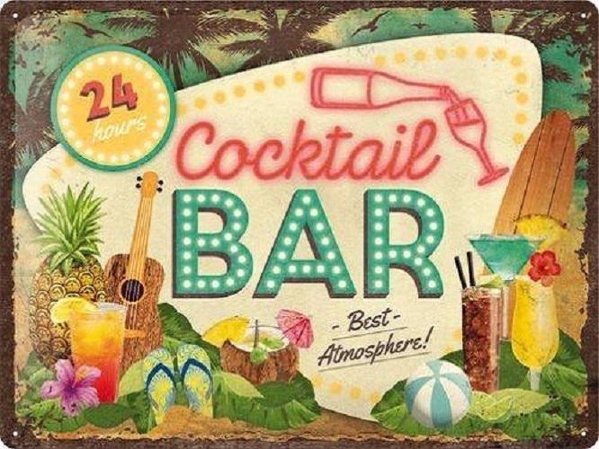 Nostalgic Art Metalen Bord Cocktail Bar 30x40CM