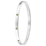Lucardi Dames Armband bangle geboortestenen - Staal - Armband - Cadeau - Stijlvol - Zilverkleurig