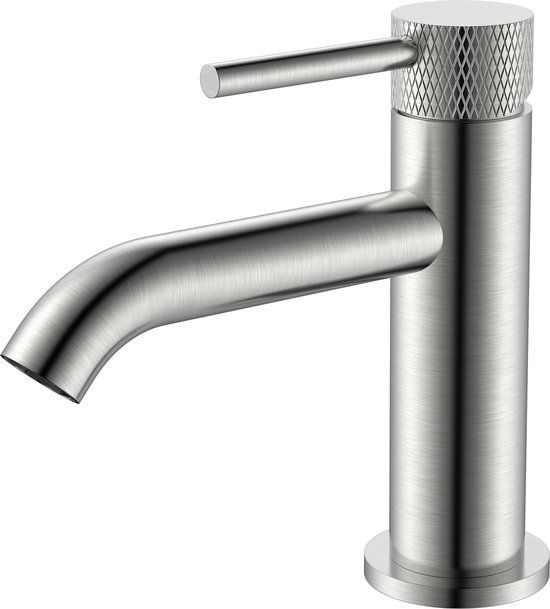 Wiesbaden Ribbd fonteinkraan geborsteld staal - Modern - RVS - 1 handvat