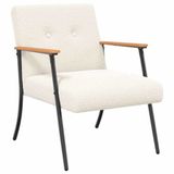 VidaXL Fauteuil crème krullend wol-achtig stof
