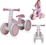 Lionelo Villy Loopfiets - Roze/Wit - 1-3 jaar - 4 wielen