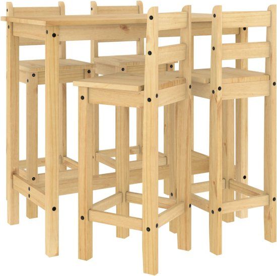 vidaXL 5-delige Barset massief grenenhout