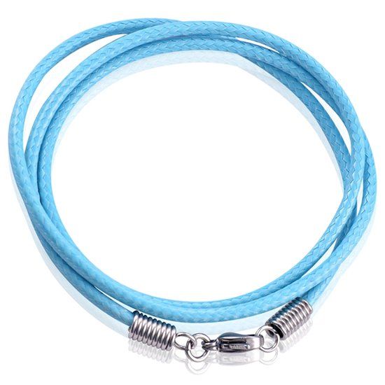 LGT JWLS LGT Jewels waxkoord ketting Lichtblauw - 2.5mm-65cm