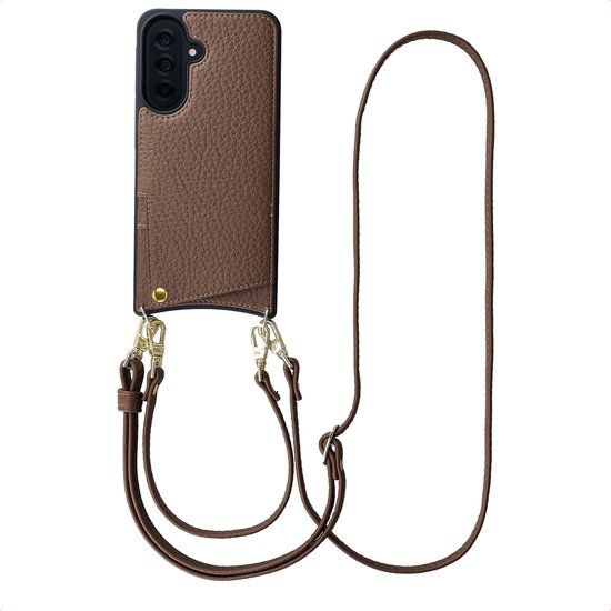 Selencia Hoesje - Geschikt voor Samsung Galaxy A37 (5G) - Backcover met koord en pashouder - Mocha Brown