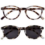 Opulize Zen Tweeling Pak Leesbril Met Zon Lezer Licht Bruine Schildpad Klein Mannen Vrouwen RS24-1T +1,50