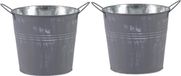 Mega Collections Emmer/plantenpot/bloempot - 2x - zink - zilvergrijs - D18 x H16 cm