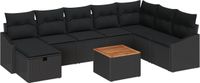vidaXL Banc de jardin - Set - 9 - pièces - Noir - poly - rotin