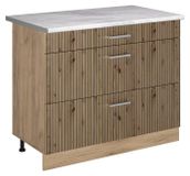 Vicco Keukenonderkast R-Line, Artisanaal eiken/Goudkleurig Eiken, 100 cm marmer werkblad