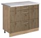 Vicco Keukenonderkast R-Line, Artisanaal eiken/Goudkleurig Eiken, 100 cm marmer werkblad