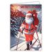 61-5833 Merry Christmas 61-5833 Christmas Card with Shiny Red Text and White Envelope, 12 x 17.5 cm, Santa Claus Skiing in the Forest, Made in France