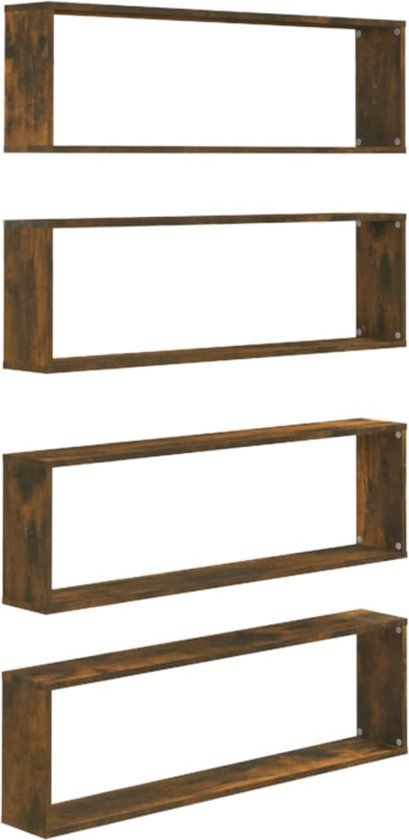 vidaXL Wandschappen kubus 4 stuks 100x15x30 cm bewerkt hout gerookt eiken
