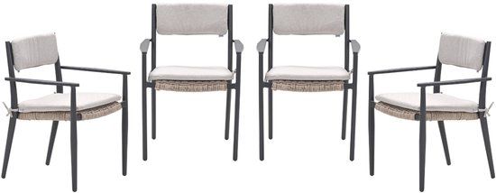 Garden Impressions Parijs tuinstoelen set van 4 – carbon black / desert sand