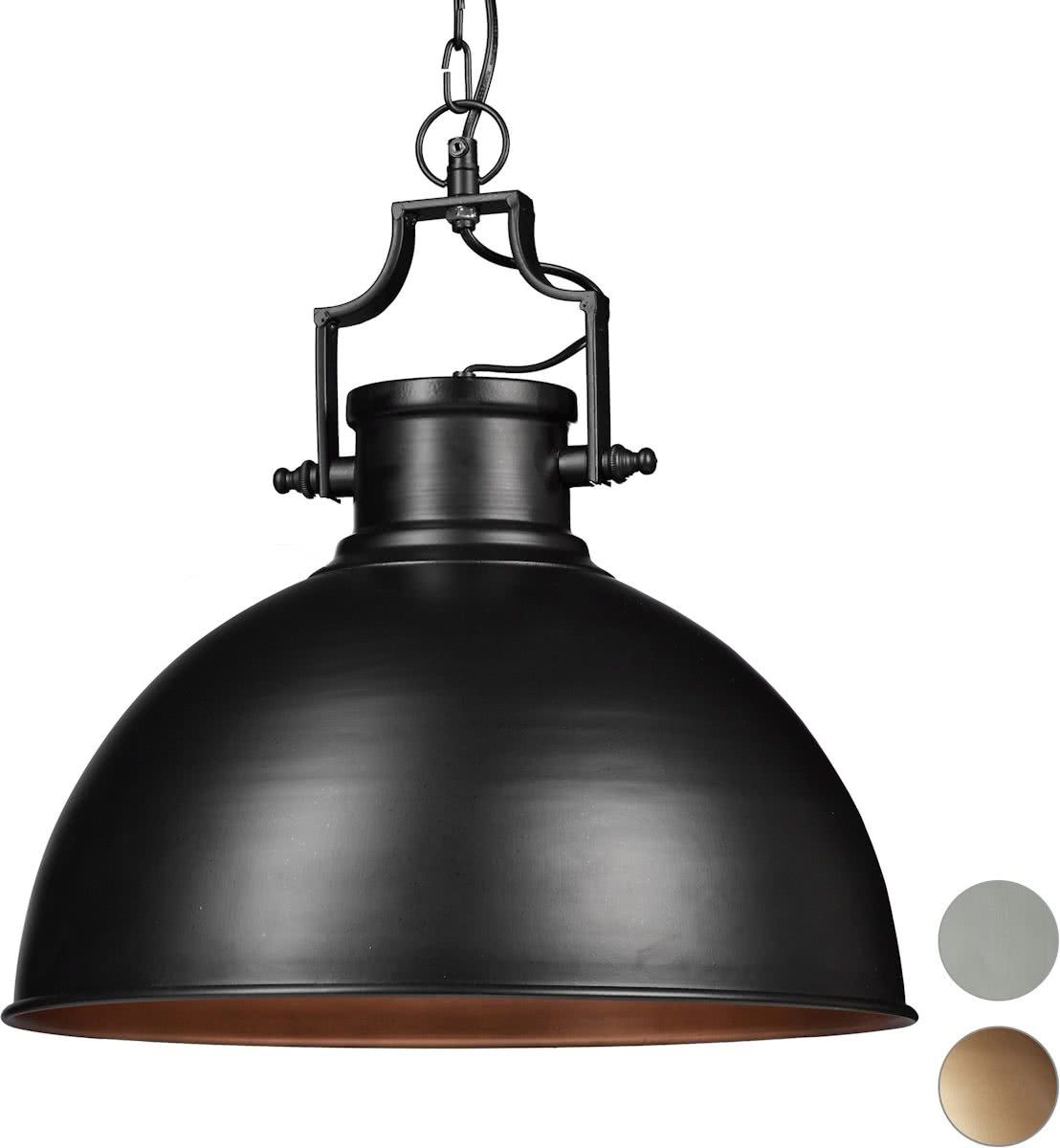 Relaxdays hanglamp industriële stijl groot - shabby look - plafondlamp metaal goud