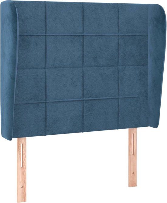 vidaXL Hoofdbord - Met randen - 103x23x118/128 cm - Fluweel - Donkerblauw