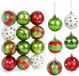 Unyqoos® Set van 12 glinsterende Christbaumkugeln – Rot/Weiß, Kunststoff, 6 verschiedene Designs, mit Aufhängeösen und einer transparenten Aufbewahrungsbox