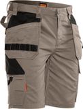 JOBMAN Practical 2722 Korte Werkbroek Holsterpockets - Mannen - Khaki/Zwart - 54