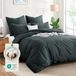 TRANKIELO® - Ensemble de literie 200x200 cm - Coton Anthracite - 3 pièces avec taies d'oreiller 80x80 cm, Respirant & Durable