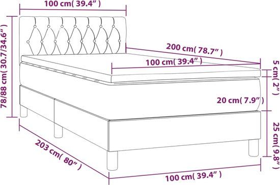vidaXL Boxspring bed met matras - fluweel roze 100x200 cm