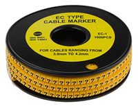 RS PRO Kabelmarkering, opsteekbaar, opschrift: 7, zwart op geel, Ø 3 mm - 4,2 mm, 4 mm, 1000 stuks, rol van 1000 stuks