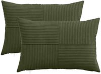 vidaXL Kussensloop - 2 stuks - ALMELO - Groen - 30 x 50 cm - Corduroy