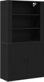 vidaXL Highboard Zwart Eiken 80 x 33 x 150 cm Bewerkt Hout