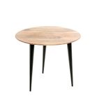 HAKU Bijzettafel rond acacia massief hout metaal onderstel zwart ronde sofatafel salontafel - Maat: H 41 cm x Ø 50 cm, Stijl: Modern