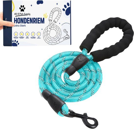 All 4 Pets Supply Hondenriem - 3 Meter - Reflecterend - Neonblauw