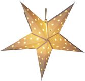 Merkloos / Sans marque Koopman International Verlichte kerstster - wit - 60 cm - op batterijen - 10 leds warm wit - papier - kerstversiering