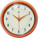Infinity Instruments LTD. Retro 9 inch Silent Sweep niet-tikkende mid-eeuw moderne keuken diner wandklok quartz uurwerk retro wandklok decoratief (oranje)