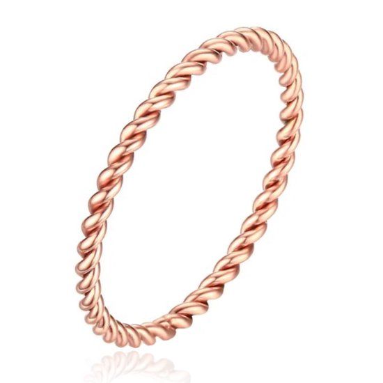 Cilla Jewels Lookinggoodtoday Gedraaide Elegante Dames Ring Edelstaal Verguld Rose Kleurig - Maat 17