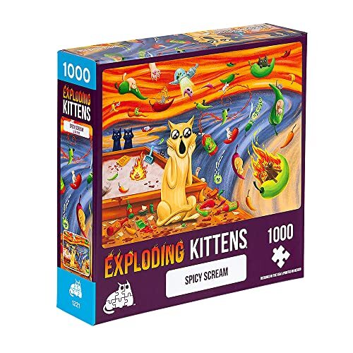 Exploding Kittens Jigsaw Puzzles for Adults - Spicy Scream - 1000 Piece Jigsaw Puzzles For Family Fun & Game Night