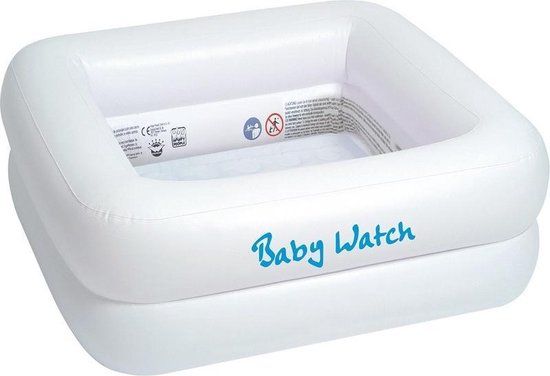 Merkloos Opblaasbaar zwembad babybadje - Vierkant - 85 x 85 x 33 cm - 100 l - Wit