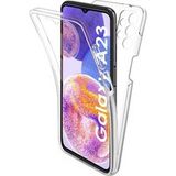 Phonillico® Hoes voor Samsung A23 - 360 Volledig transparante hoes 2 in elkaar grijpende onderdelen voor en achter