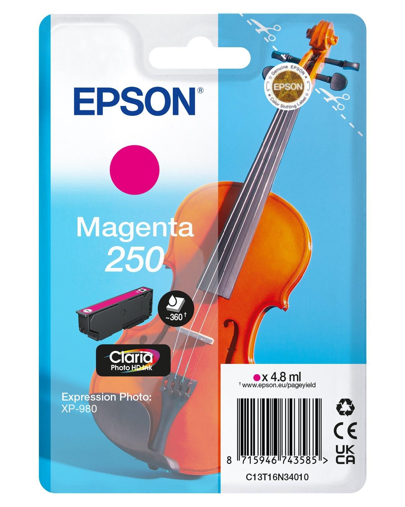 Epson 250 Violin Claria Photo HD inktcartridge Origineel Magenta