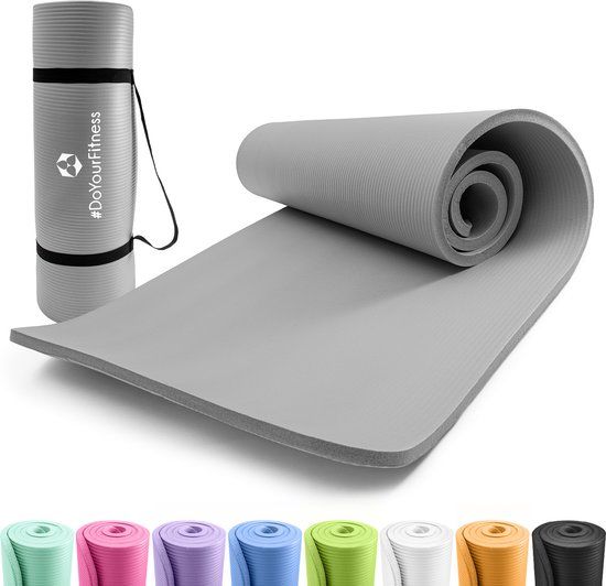 #DoYourFitness dikke yoga mat perfect voor pilates, aerobics, yoga - Yamuna - non-slip, slijtvast - 183 x 61 x 1,5 cm - grijs